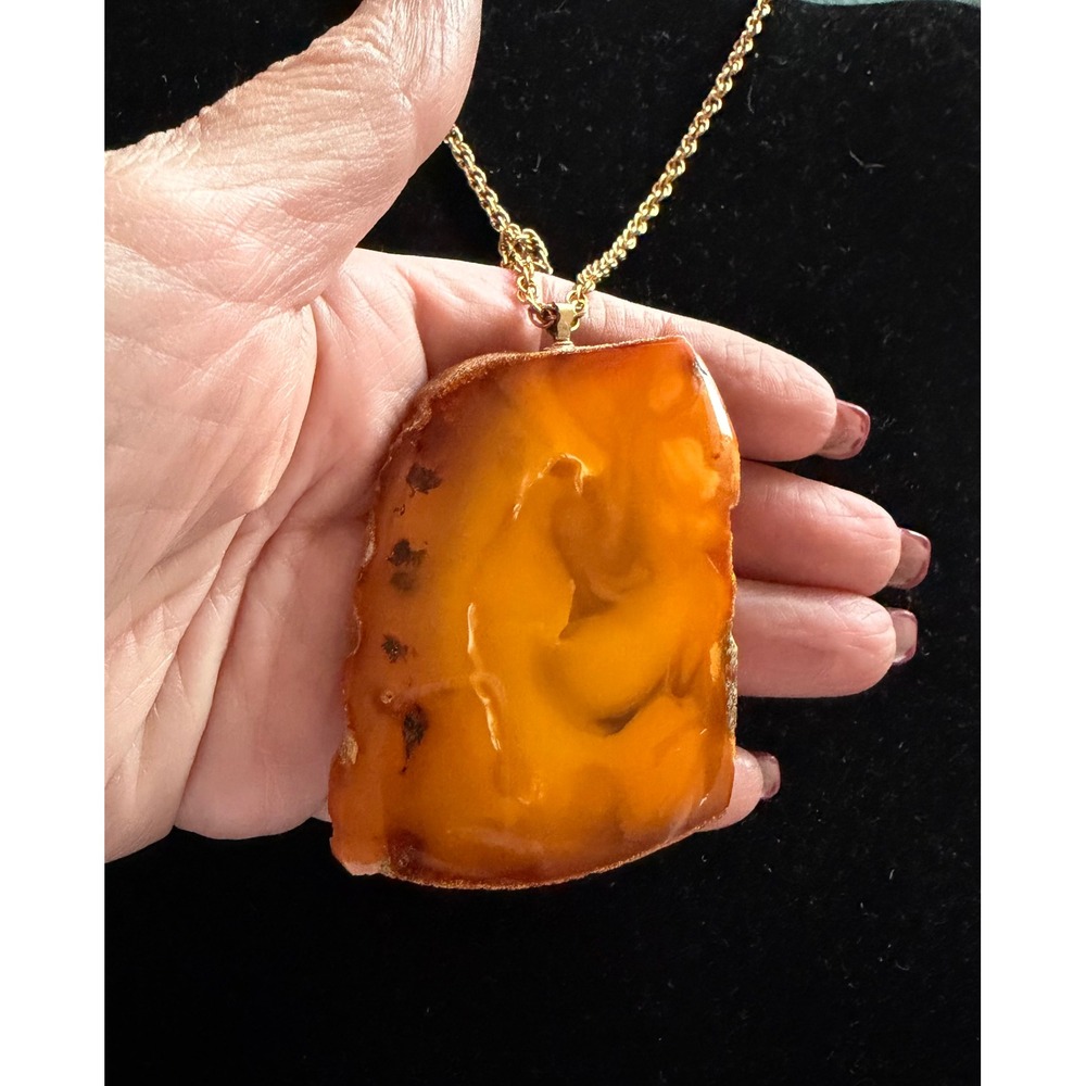 Vintage Baltic Amber Pendant 12k GF Chain Necklace - Picture 4 of 7